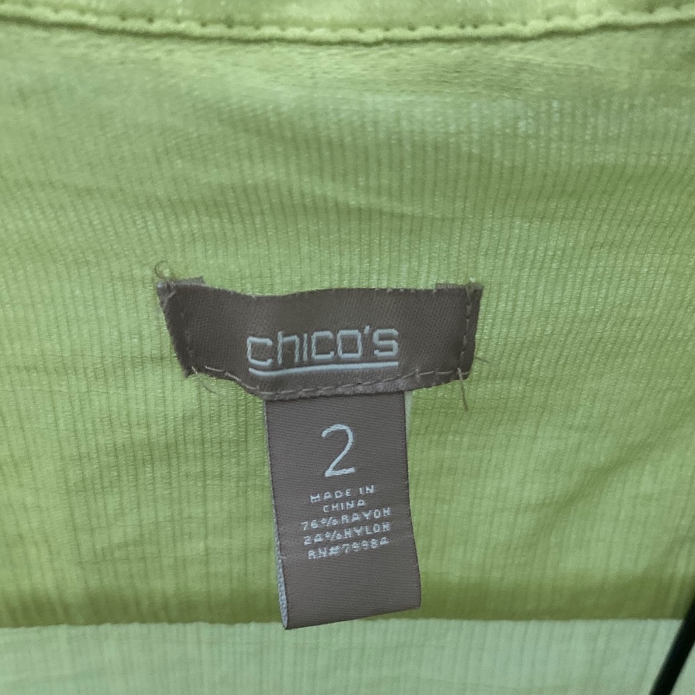 Chicos Rayon Blend Button Down Lime Green Blouse … - image 4
